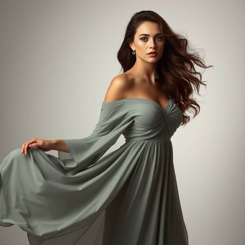 A beautifully lit portrait of a woman in a flowing dress, showcasing the elegance and artistry of portrait photography.