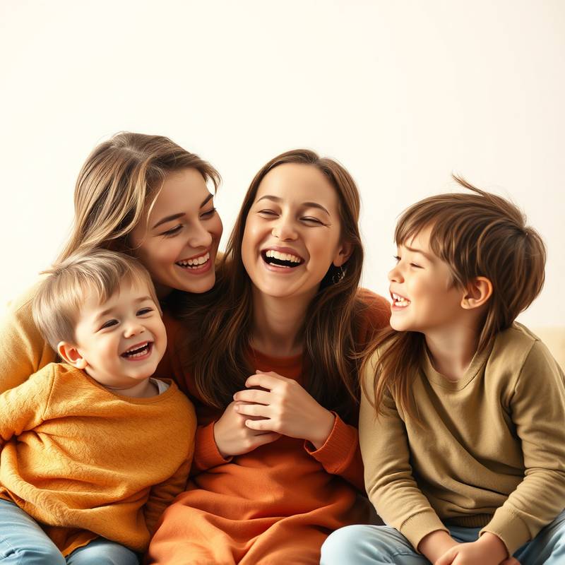 A heartwarming family portrait of a mother, father, and two children laughing together, illustrating the joy and connection captured in family photography.