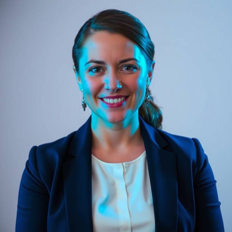 A professional headshot of Amelia Hayes, the lead portrait photographer at Starlight Studios.