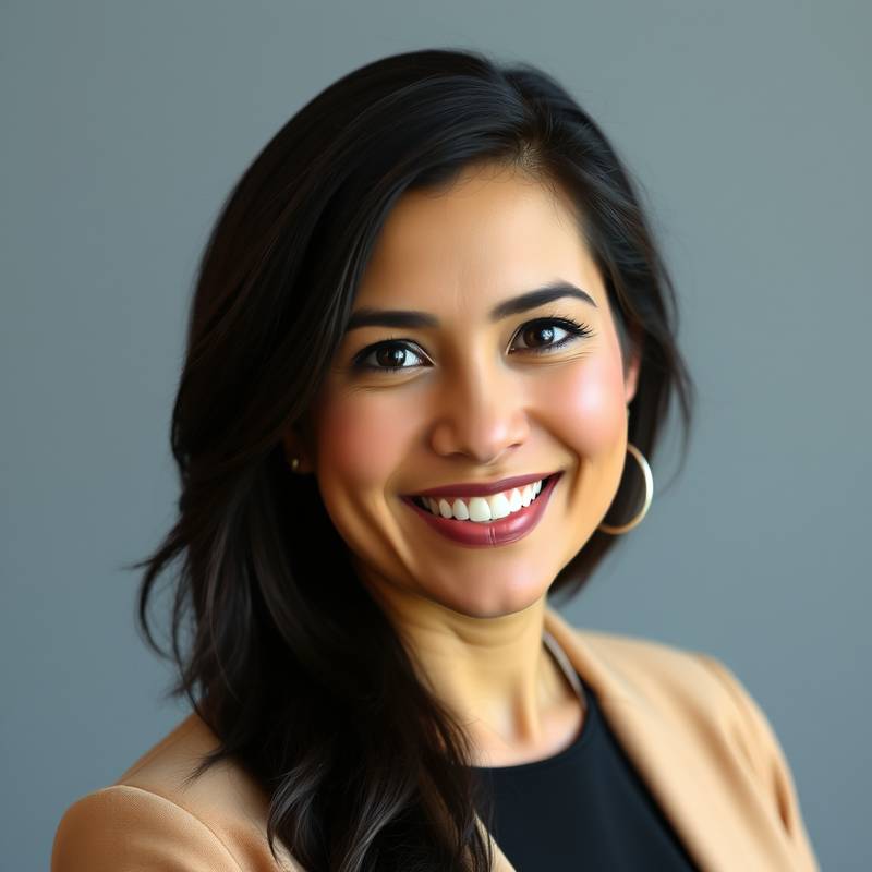 A professional headshot of Sophia Rodriguez, the event photography specialist at Starlight Studios.